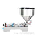 Semi automatic heated hopper tomato paste honey filling machine with mixer for hot sale
